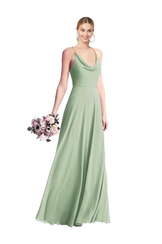 Buy Cowl Neck Criss Cross Back Chiffon Maxi Bridesmaid Dress UK