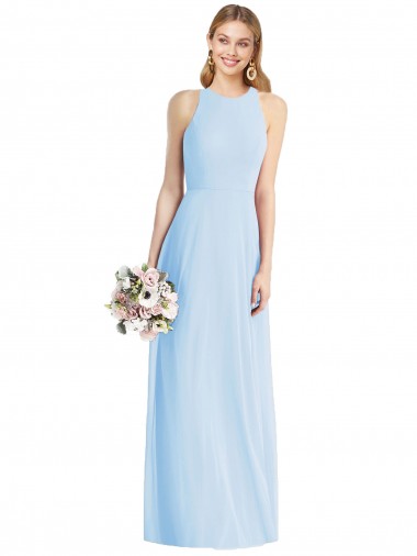 Buy Sleeveless Halter Chiffon Maxi Bridesmaid Dress UK
