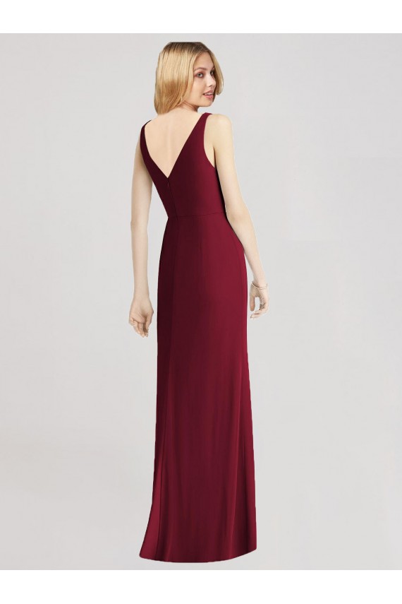 Buy Sleeveless V-Back Long Trumpet Chiffon Bridesmaid Dress UK