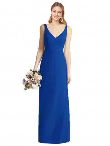 Buy Sleeveless V-Back Long Trumpet Chiffon Bridesmaid Dress UK