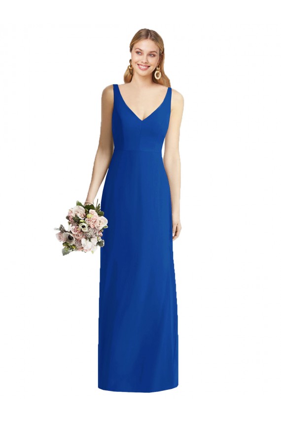 Buy Sleeveless V-Back Long Trumpet Chiffon Bridesmaid Dress UK