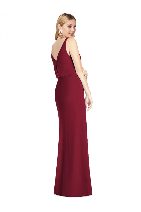 Buy Blouson Bodice Chiffon Bridesmaid Dress with Front Slit UK