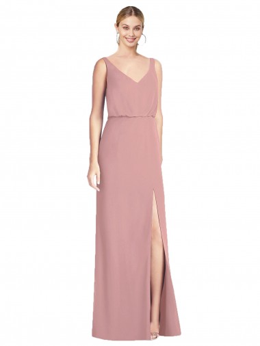 Buy Blouson Bodice Chiffon Bridesmaid Dress with Front Slit UK
