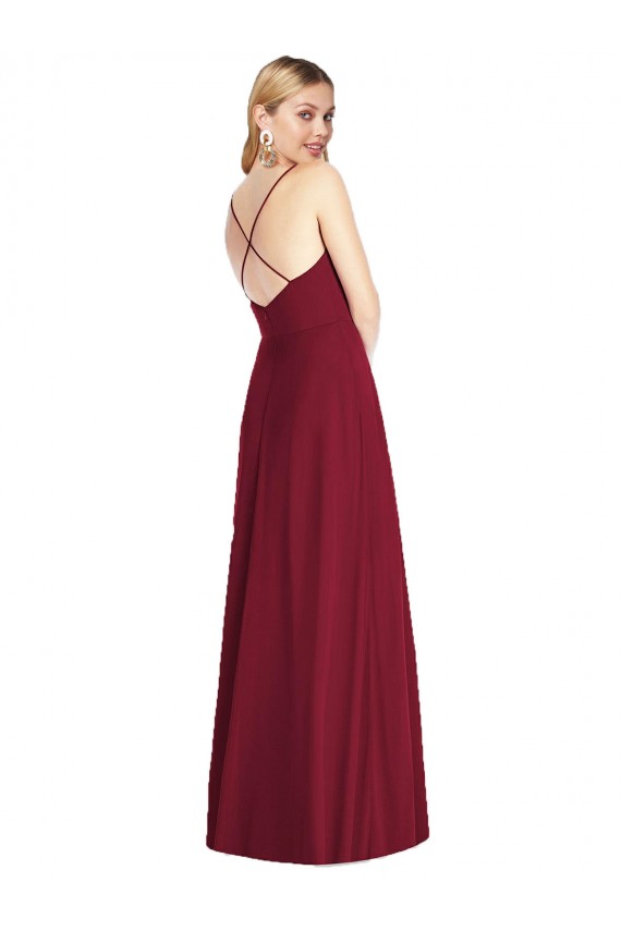 Buy Criss Cross Back A-Line Chiffon Maxi Bridesmaid Dress UK