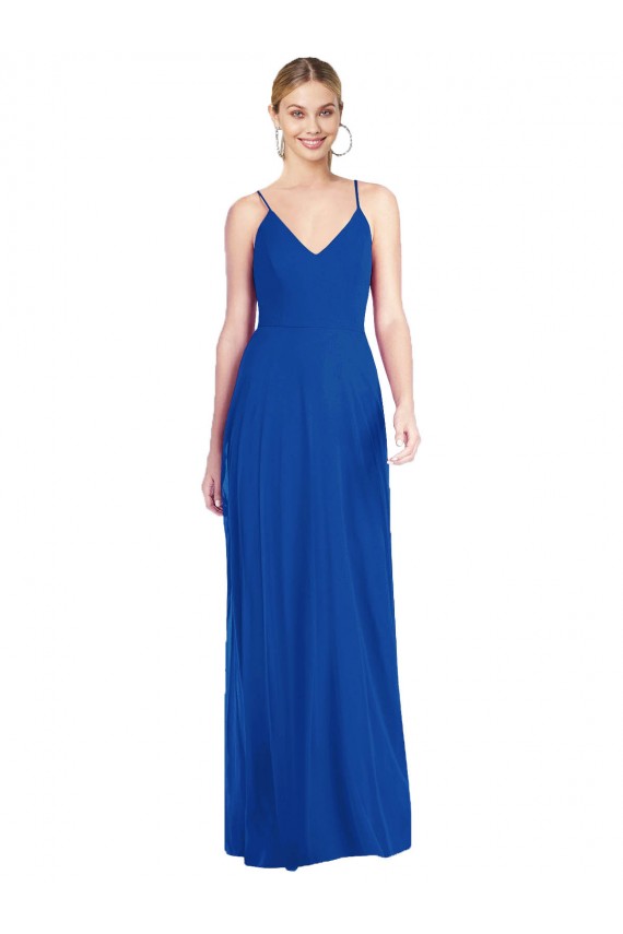 Buy Criss Cross Back A-Line Chiffon Maxi Bridesmaid Dress UK