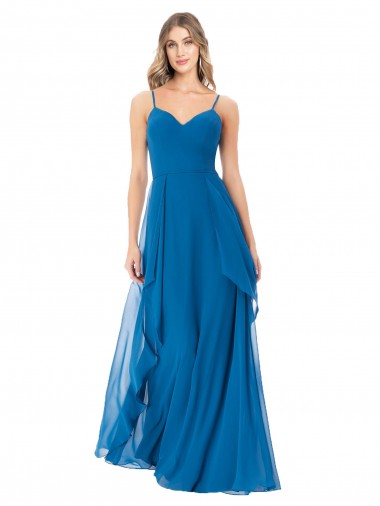 Buy Simple Sweetheart Chiffon Bridesmaid Dress with Cascading Overlay UK
