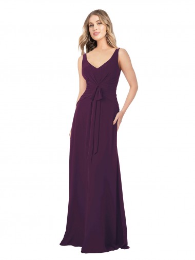 Buy Long Chiffon Bridesmaid Dress with Front Bow UK