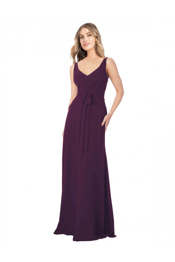 Buy Long Chiffon Bridesmaid Dress with Front Bow UK