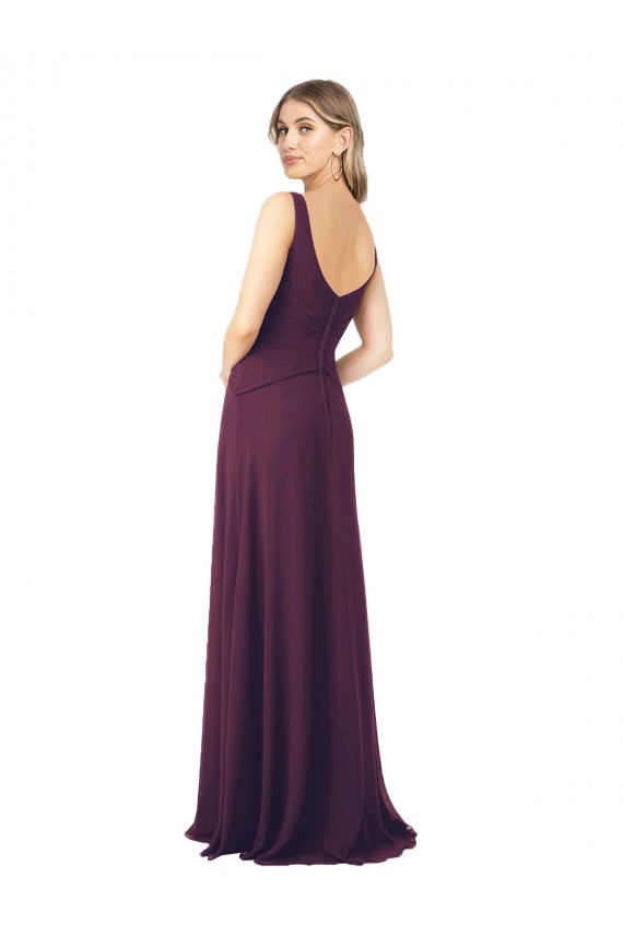 Buy Long Chiffon Bridesmaid Dress with Front Bow UK
