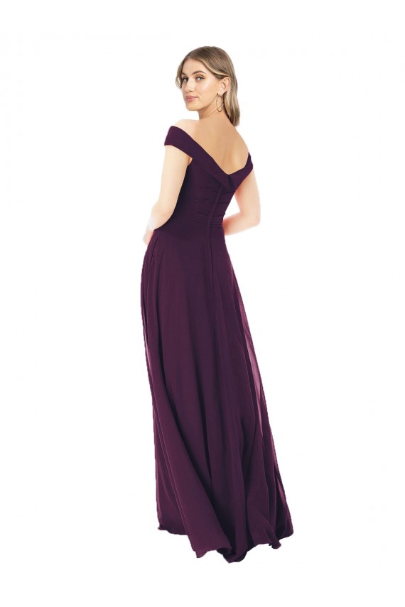 Buy Classic Off the Shoulder Draped Chiffon Bridesmaid Dress UK