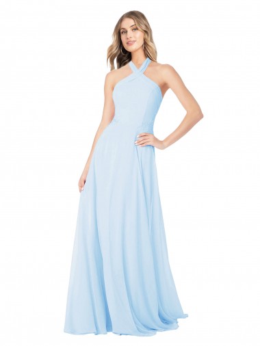 Buy Criss Cross High Neck Halter Chiffon Bridesmaid Dress UK