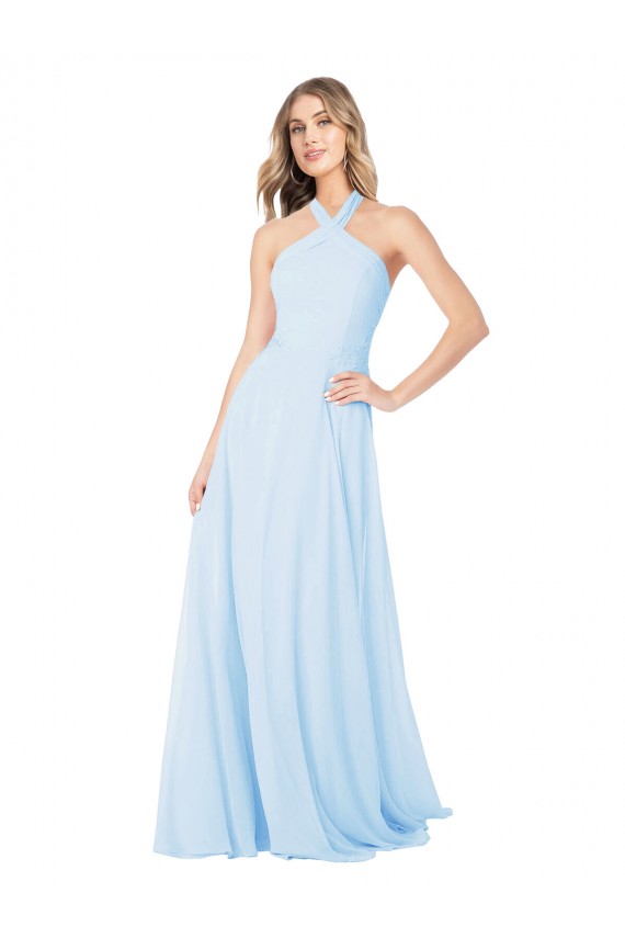 Buy Criss Cross High Neck Halter Chiffon Bridesmaid Dress UK