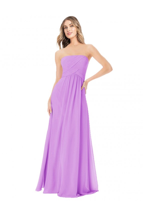 Buy Draped Strapless Floor Length Chiffon Bridesmaid Dress UK