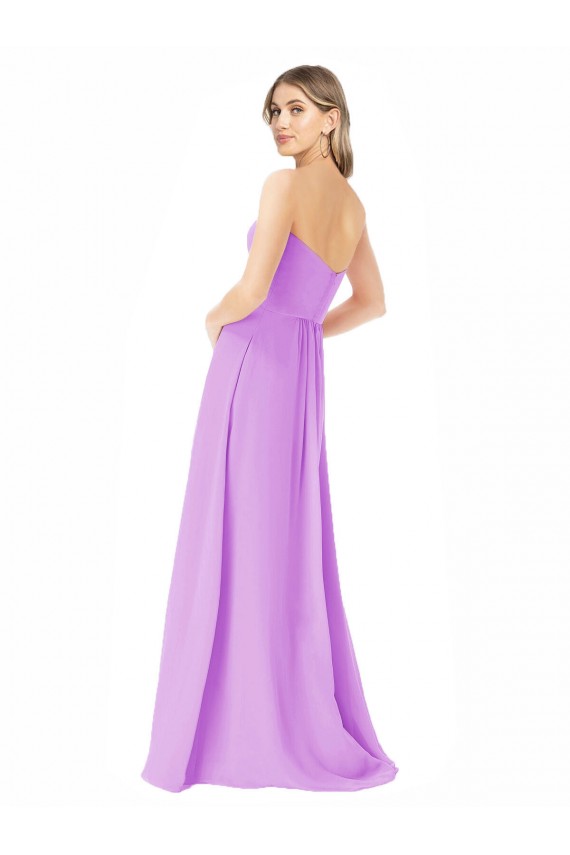 Buy Draped Strapless Floor Length Chiffon Bridesmaid Dress UK