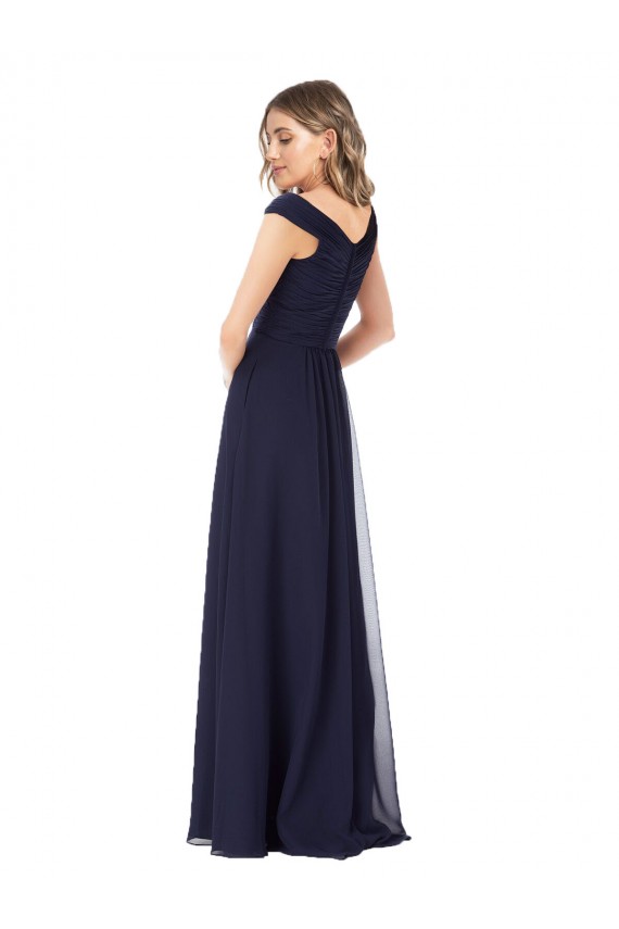 Buy Off the Shoulder Classic Chiffon Bridesmaid Dress with Draped Bodice UK