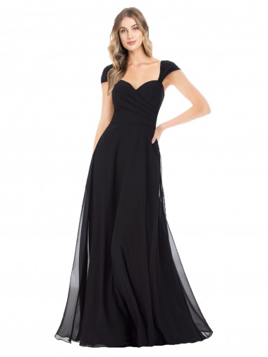 Buy Sweetheart Cap Sleeves Chiffon Bridesmaid Dress UK