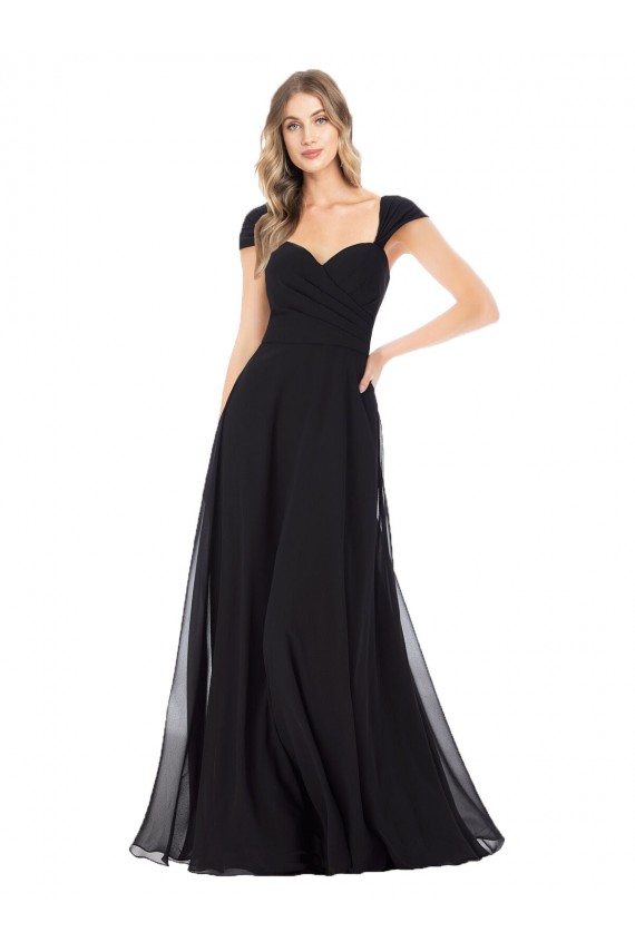 Buy Sweetheart Cap Sleeves Chiffon Bridesmaid Dress UK