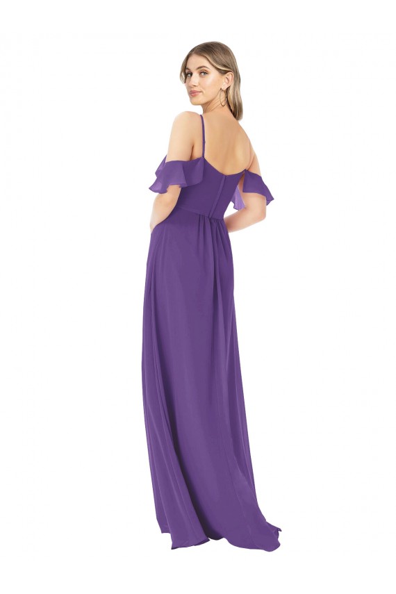 Buy Cold Shoulder Flutter Sleeves Chiffon Bridesmaid Dress UK