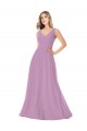 Buy Simple Chiffon V-Neck Bridesmaid Dress with Draped V-Back UK