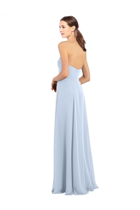 Buy Fitted Strapless Full Length Chiffon Bridesmaid Dress with Front Slit UK