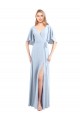 Buy V-Neckline and Cascading Flutter Sleeves Chiffon Bridesmaid Dress with Front Slit UK