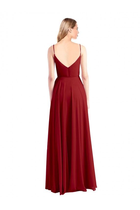 Buy A-Line Spaghetti Straps V-Neckline Chiffon Bridesmaid Dress Open Back UK