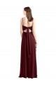 Buy Sleek Fit and Flare Long Scoop Neck Chiffon Bridesmaid Dress with High Side Slit UK