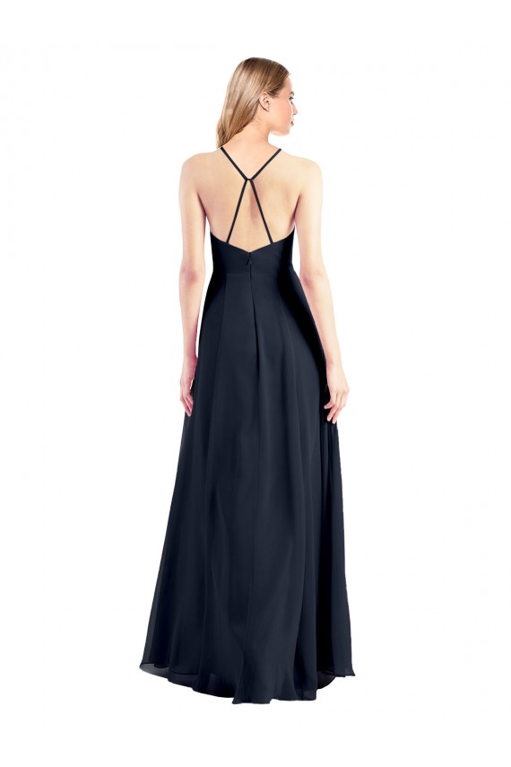 Buy Plunging V-Neckline Halter Chiffon Wrap Bridesmaid Dress / Prom Dress with High Slit UK