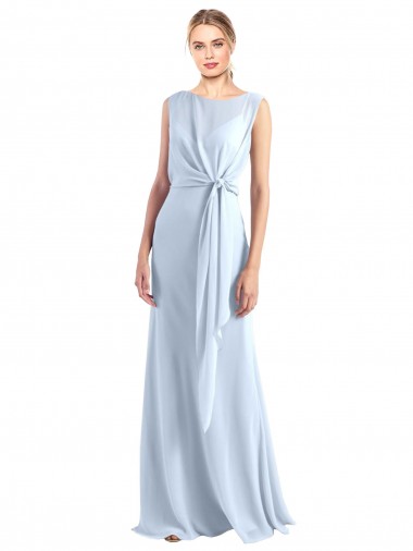 Buy Illusion Boat Neck Long Full Length Chiffon Bridesmaid Dress with Keyhole Back UK