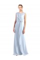 Buy Illusion Boat Neck Long Full Length Chiffon Bridesmaid Dress with Keyhole Back UK