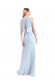 Buy Illusion Boat Neck Long Full Length Chiffon Bridesmaid Dress with Keyhole Back UK