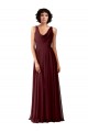Buy Draped Cowl Neck Long Chiffon Bridesmaid Dress with Wide Straps UK