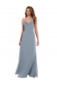 Buy Long Full Length Draped Cowl Neck V-Back Slip Chiffon Bridesmaid Dress UK