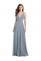 Buy Fitted V-Neckline Long Chiffon Bridesmaid Dress with V-Back UK