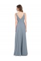 Buy Fitted V-Neckline Long Chiffon Bridesmaid Dress with V-Back UK