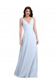 Buy Long Floor Length V-Neck Chiffon Bridesmaid Dress with Keyhole Back UK