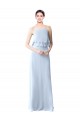 Buy High Narrow Neck Long Chiffon Bridesmaid Dress with Tiered Ruffles UK