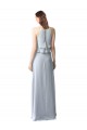 Buy High Narrow Neck Long Chiffon Bridesmaid Dress with Tiered Ruffles UK