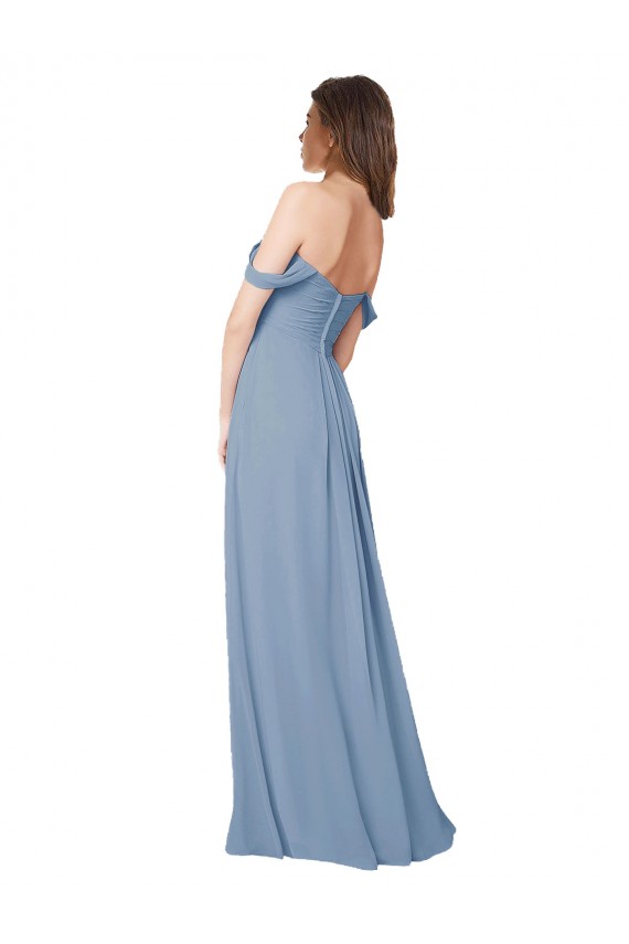 Buy Empire Waist Off the Shoulder Chiffon Bridesmaid Dress with Sweetheart Bodice UK