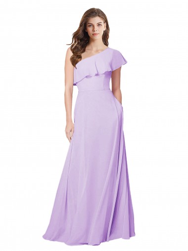 Buy Draped One Shoulder Long Chiffon Bridesmaid Dress  UK