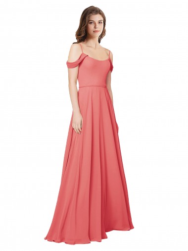 Buy Draped Off the Shoulder Straps Chiffon Bridesmaid Dress UK
