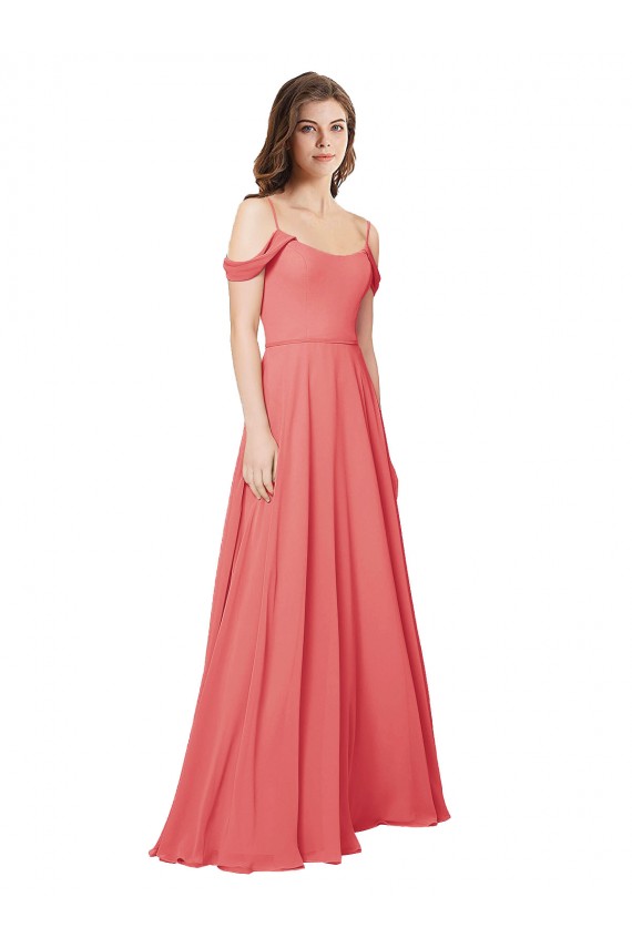Buy Draped Off the Shoulder Straps Chiffon Bridesmaid Dress UK