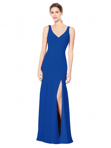 Buy Low Back Sleeveless Chiffon Bridesmaid Dress with Side Slit UK