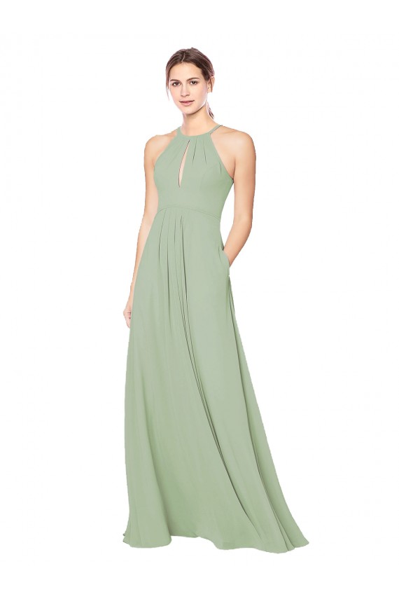 Buy High Halter Neck Keyhole Chiffon Bridesmaid Dress UK