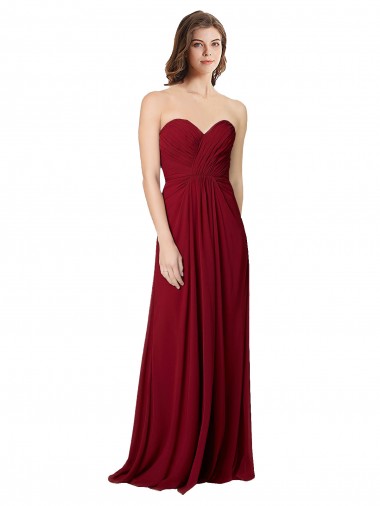 Buy Draped Sweetheart Long Grecian Inspired Chiffon Bridesmaid Dress UK