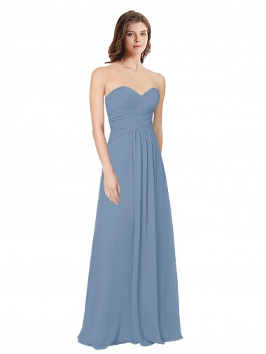 Buy Chiffon A-Line Wraparound Draping Long Bridesmaid Dress UK