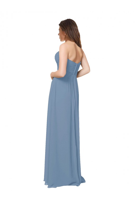 Buy Chiffon A-Line Wraparound Draping Long Bridesmaid Dress UK