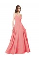 Buy Crossover Bodice Long Chiffon Bridesmaid Dress with Double Back Straps UK