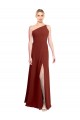 Buy Fit and Flare One Shoulder Long Chiffon Bridesmaid Dress with High Slit UK