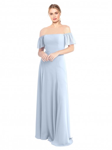 Buy Off the Shoulder Flutter Sleeves Long Chiffon Bridesmaid Dress UK